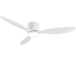 LuxiLamps - 3 Blad Plafondventilator - Moderne LED Ventilator Lamp - 6 Snelheden - Bedienbaar Met Afstandsbediening - 105 cm - Wit - Woonkamerlamp