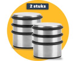 Pasper Deurstopper 2 stuks - ø 9 x 8 cm - rvs - 1.1 kg - deurstoppers voor binnen en buiten - deurbuffer