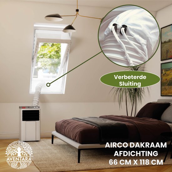 Airco dakraam afdichtkit 66×118 cm voor Velux FK06, Fakro, Optilight – slang afsluiten, herbruikbaar, duurzaam