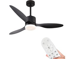 Bovista Plafondventilator - Met Verlichting - Plafond Ventilator - Met Lamp - Plafonniere Met Ventilator - Met Licht - Zwart - 105cm