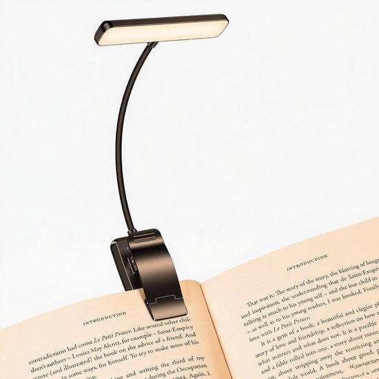 1 LED-boeklamp - Lezen - Nachtleeslamp met geheugen - 3 oogbeschermingsmodi - traploos dimmen - Lange batterijduur - 360° bed tablet flexibel licht
