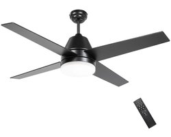 Bovista Plafondventilator - Met Verlichting - Plafond Ventilator - Met Lamp - Plafonniere Met Ventilator - Met Licht - Zwart - 130cm