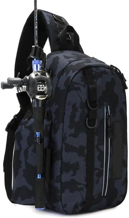 Inovra Plus - Sac à dos de pêche avec porte-canne et bande réfléchissante pour la pêche et la randonnée au design camouflage