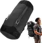 Draagtas voor Slaapzak (Zwart, L) - Slaapzak Hoes - Slaapzak compressie bag - Waterafstotend en ultralicht - voor Kamperen, Camping, Backpacken, Hiken, Festivals, Logeren, Buitenhuis - Ruimtebesparende uitrusting