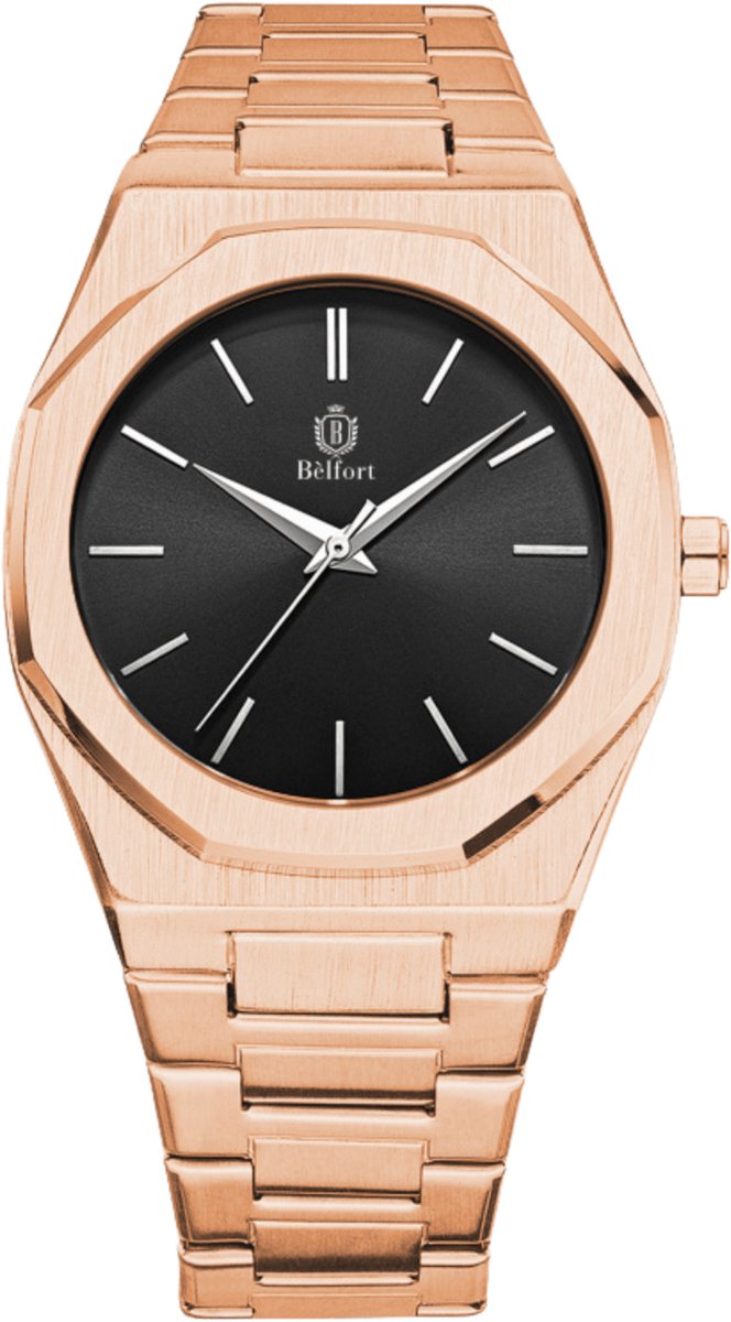 Bèlfort® Bellamy Horloge Heren Roestvrij Staal Gold - Goudkleurig - Premium Metalen RVS Horloge Band - 41.5mm - Water Resistance Watch