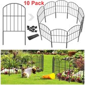 Signature Home Tuinhek Set van 10 - metalen - 60 x 330 cm - Decoratief tuinhek - vijveromheining set met 10 schuttingelementen - hek voor de tuin - hek voor honden - hekwerk set bocht omheining tuin -