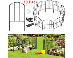 Signature Home Tuinhek Set van 10 - metalen - 60 x 330 cm vijveromheining set met 10 schuttingelementen - hek voor de tuin - hekwerk set bocht omheining tuin - hek voor honden