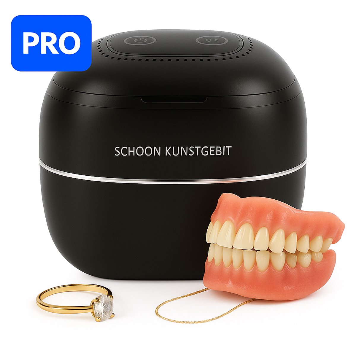 Professionele Ultrasoon Reiniger Zwart – Schoon Kunstgebit Professionele Ultrasoon Reiniger Zwart – Schoon Kunstgebit