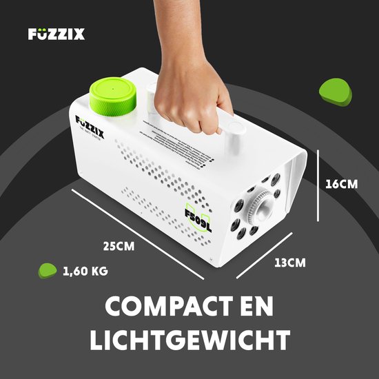 Machine à fumée Witte Party - Fuzzix F509LW - Avec effets lumineux et 1L de liquide à fumée - Avec télécommande sans fil