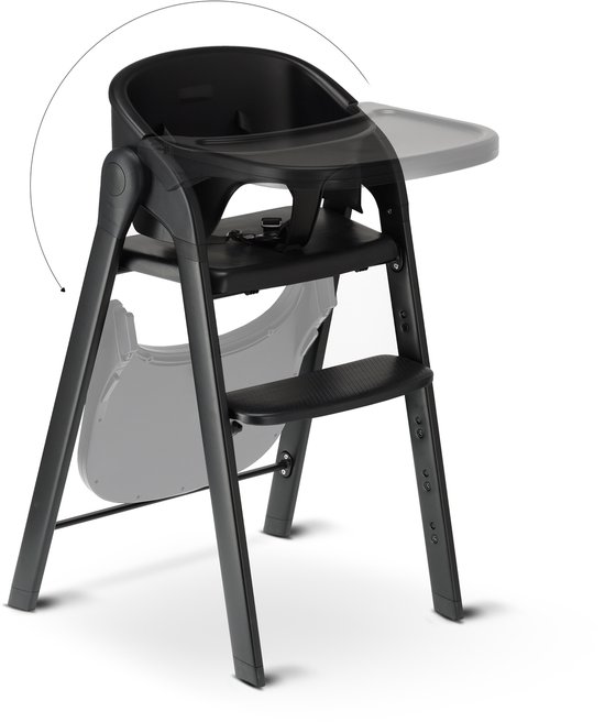 Chaise haute de Luxe Deryan avec transat - Chaise haute évolutive - Pliable - Zwart - Avec transat Nougat
