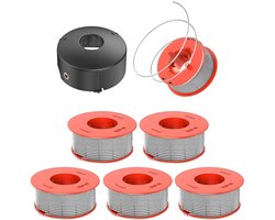 6xDraadspoel – Draadspoel 8m geschikt voor Bosch Art 23, 26 Easytrim en Art 23, 26, 30 Combitrim Grastrimmer – geschikt voor met F016800175 – met Spoeldeksel – Gazongereedschapaccessoire – 6 Spoelen + 1 Hoes – Maaidraad – Trimmerdraad