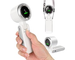 Mini Ventilator Draagbaar – Tafelventilator & Nekventilator –3600mAh – 5 Snelheden – Handventilator met LCD Display – Oplaadbaar – Sterke Windkracht – 180° Verstelbaar – Wit