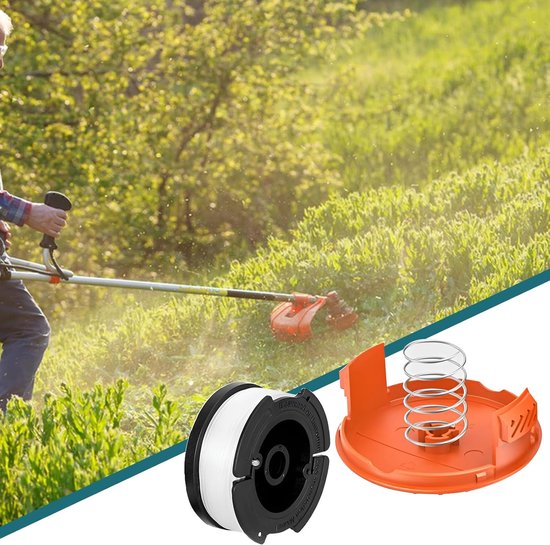 8x Draadspoelen geschikt voor Black en Decker Grastrimmer - Draadspoel - Compatibel geschikt voor AF-100, AF-100-3ZP, AF-100-BKP - met Spoeldeksel RC-100-P - Lengte 9,15 m - 8 Spoelen + 2 Hoes + 2 Lente - Gazongereedschapaccessoire - Trimmerdraad van Merkloos	 — afbeelding 5