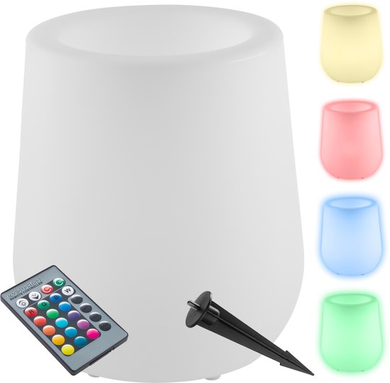 tectake® Luminous Curve Pot - LED Bloempot - Ook te gebruiken als Flessenkoeler - Wijnkoeler - Champagnekoeler - IJsemmer – 16 RGB Kleuren en 5 Lichtmodi - Weerbestendig - Inclusief Lichtbron en Afstandsbediening - Tuindecoratie - Feestverlichting