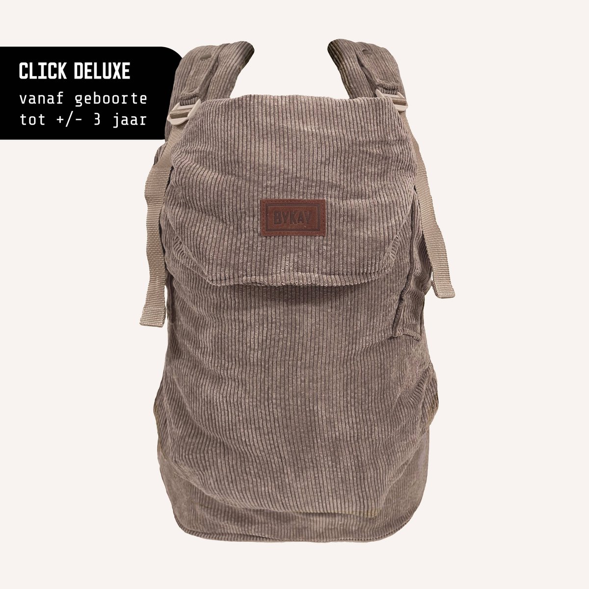 ByKay Click Deluxe - draagzak baby - ergonomisch - broekmaat 50/56 tot 104- newborn tot 3 jaar - eenvoudig en snel - Rib Dark Oat