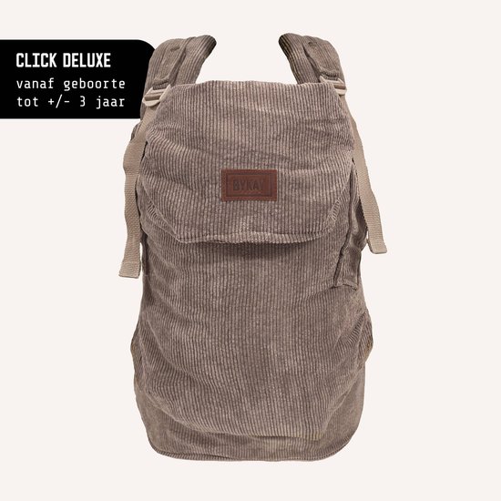 ByKay Click Deluxe - draagzak baby - ergonomisch - broekmaat 50/56 tot 104- newborn tot 3 jaar - eenvoudig en snel - Rib Dark Oat