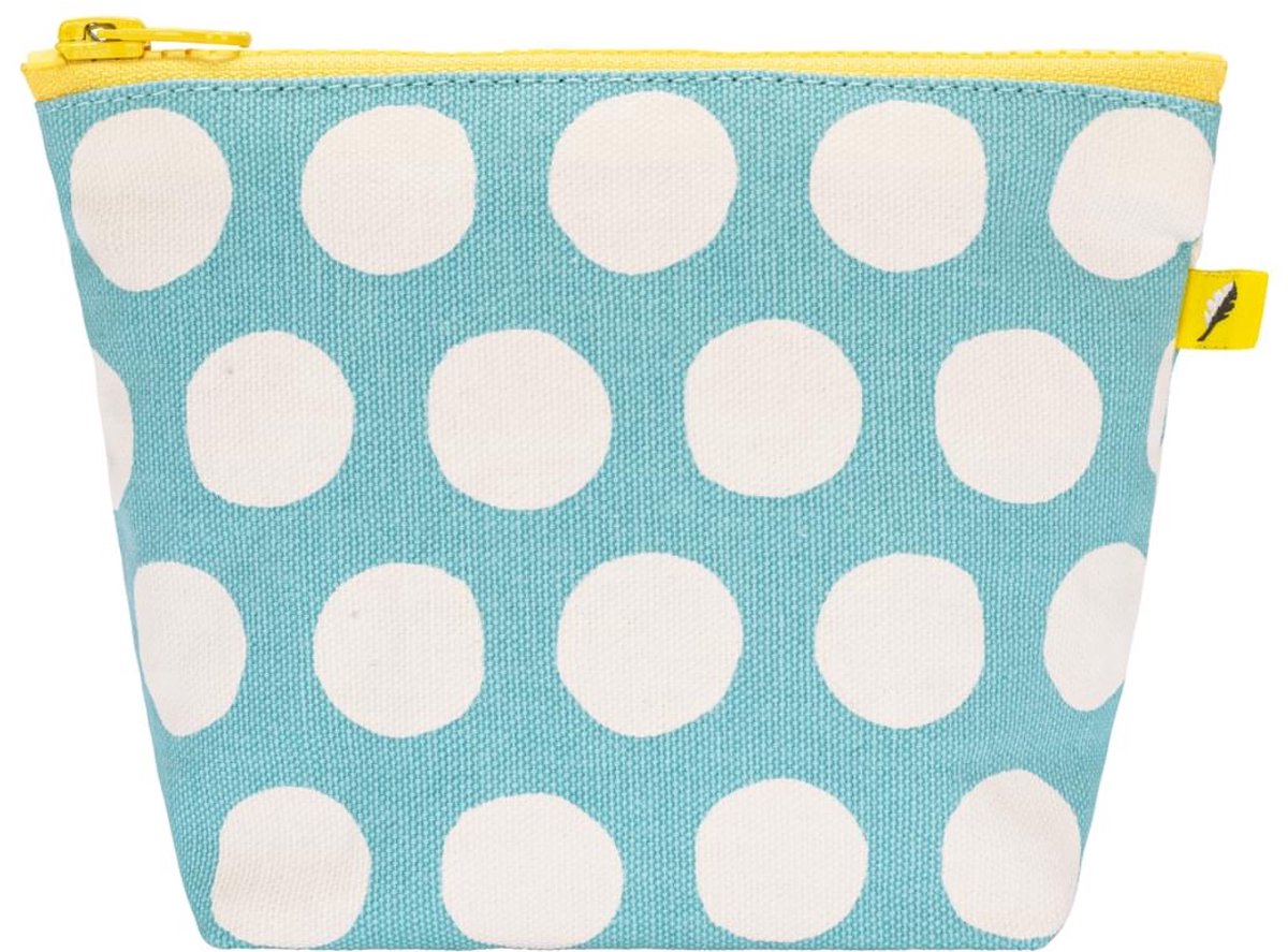 Fluf - tiny zip pouch - tasje met rits - Dots Blue - etui - biologische GOTS katoen - RPET (gerecyclede waterfles) voering - stevige YKK rits