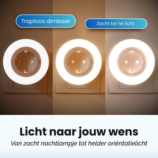 Nachtlampje Stopcontact - 2 Stuks - Dimbaar - Met Dag- en Nachtsensor - Warm Wit Licht - Energiezuinig - Voor Volwassenen, Kinderen, en Baby’s - Britecore van Britecore — afbeelding 3