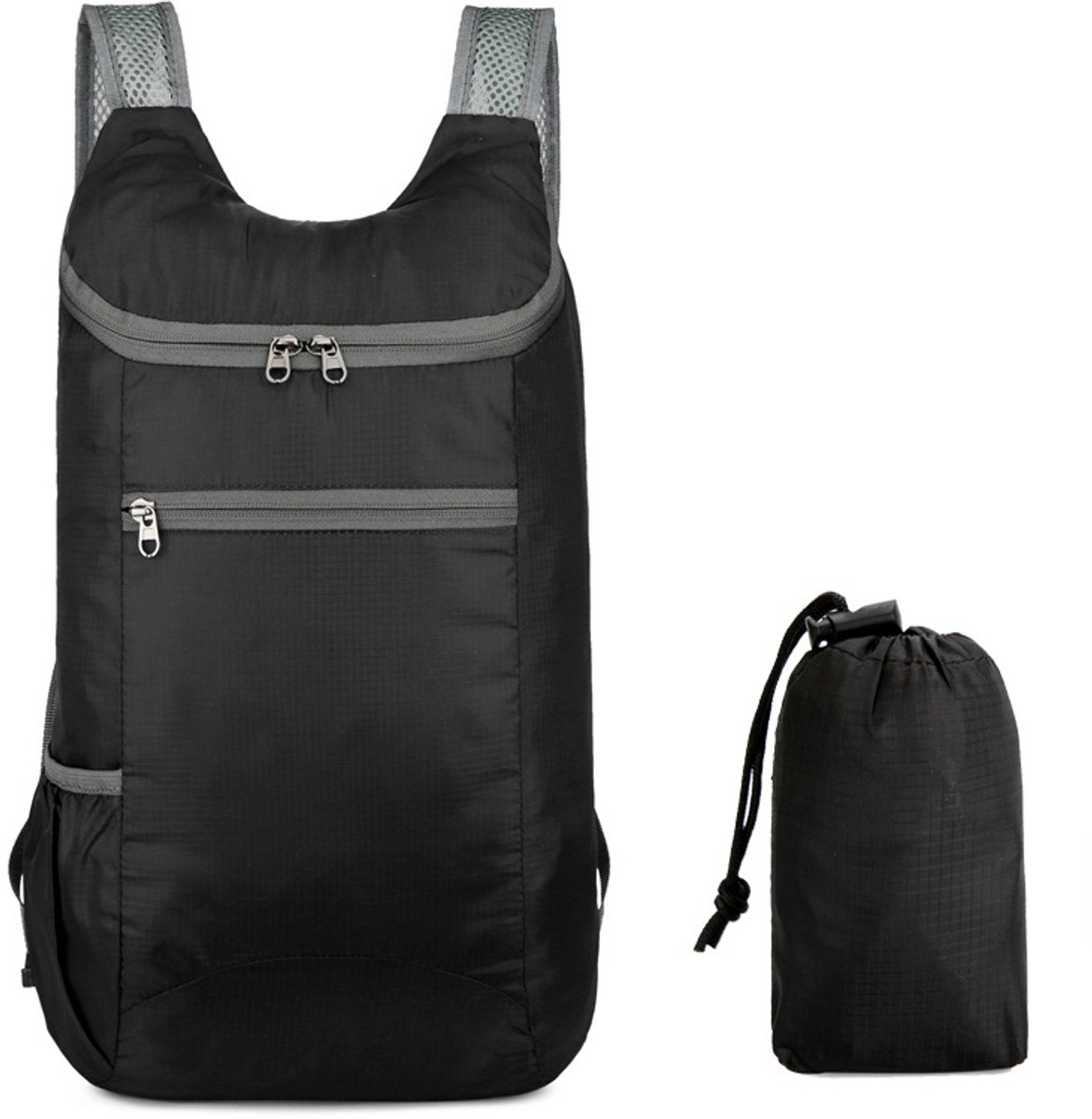 Rugzak - Backpack - tas - Ultralichte opvouwbare rugzak - backpacks - waterdicht canvas, grote capaciteit - geschikt voor reizen, wandelen, kamperen, fietsen, buitensporten, unisex, zwart, één maat