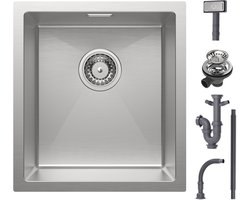 CECIPA max Spoelbakken Keuken - 40 x 44 cm - Spoelbak Keuken - roestvrij staal Spoelbak - Enkele spoelbak - Wasbak met waterafvoersysteem - RVS