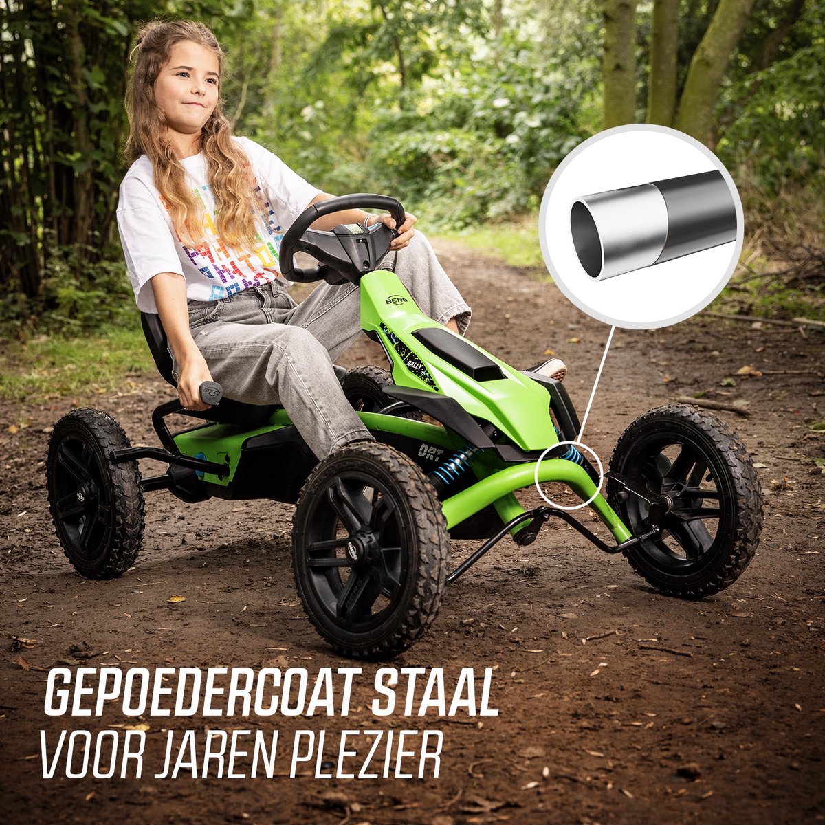 BERG Rally DRT Green Skelter - Soundbox Race - Verstelbare stoel - Schokabsorberende off-road veren - 4+ Jaar - Groen — afbeelding 6