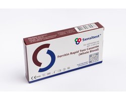 Ferritine Sneltest – 1 stuk – Zelftest voor ijzertekort – Drempel 30 ng/mL – Resultaat binnen 5 minuten – Inclusief lancet, alcoholpad, buffer & pipet