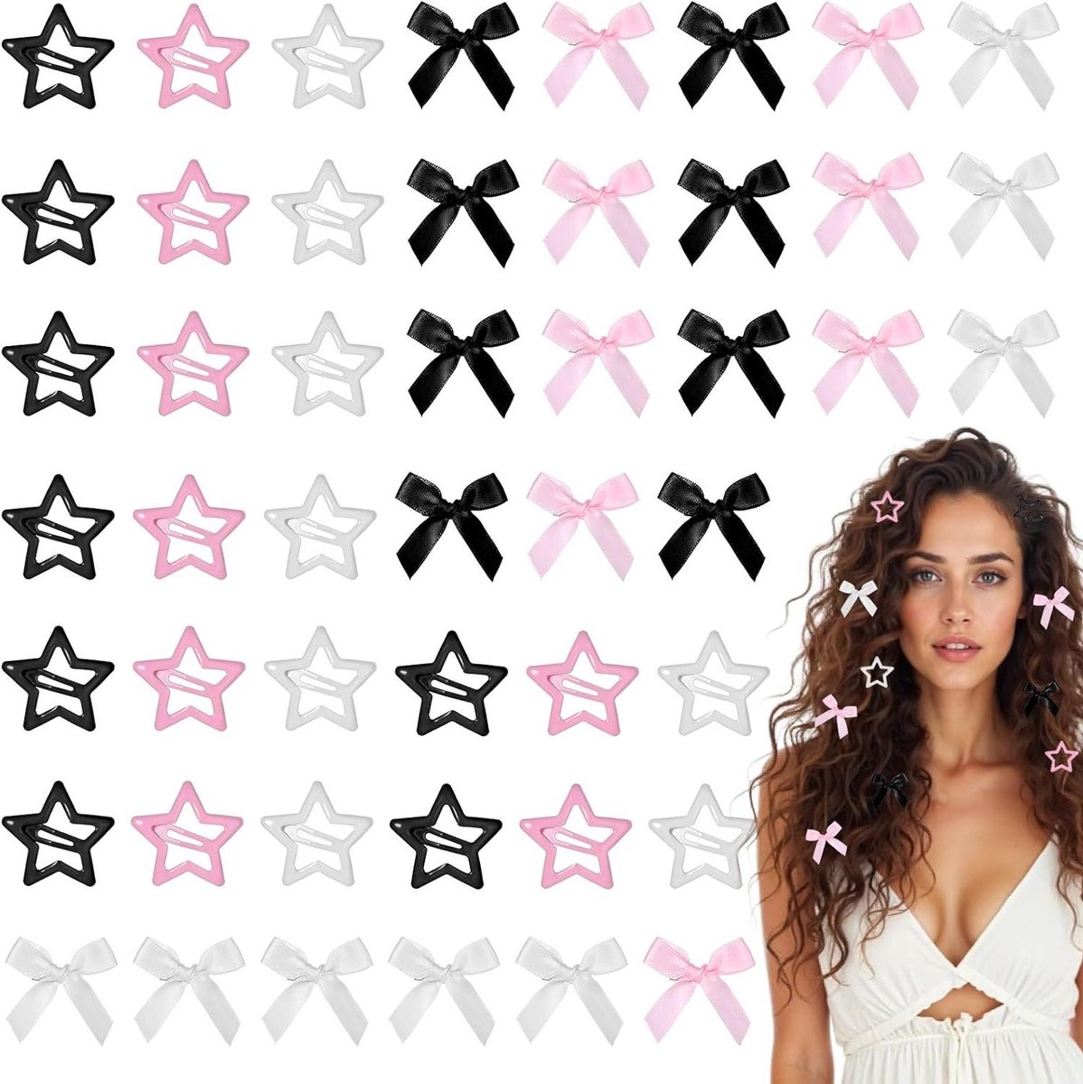 ByShane - Haarspeldjes met Boogjes in 3 Kleuren - Haaraccessoires voor Meisjes en Vrouwen - Set van 48stuks