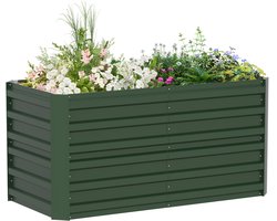NAIZY Verhoogde Bak Gegalvaniseerd Staal 180x90x58cm Moestuinbak bloembak grote plantenbak voor buiten koude bak tuinbed Rechthoekig voor tuinbalkon, groen