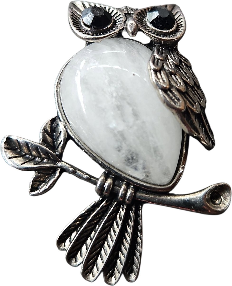 Uil Broche/Hanger Bergkristal