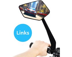 foto van Dyken Fietsspiegel Links - Achteruitkijkspiegel op Stuur - Fietsspiegel E-bike - Spiegel voor Fiets - Verstelbaar