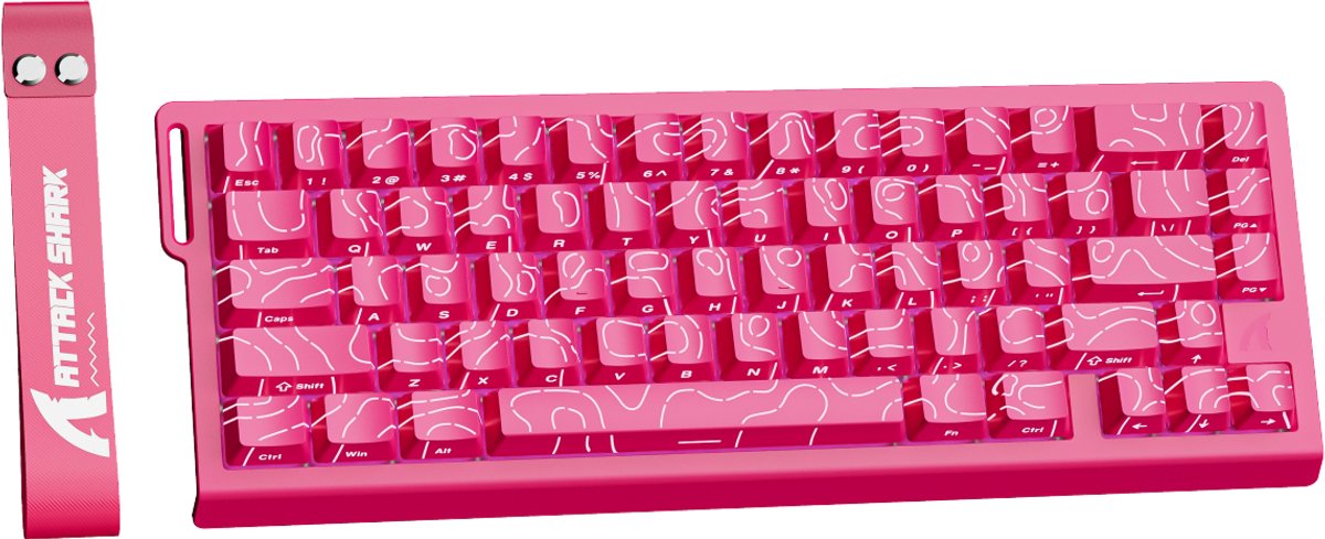 ATTACK SHARK X68HE - Magnetic Switch Wired Gaming Toetsenbord - 66keys - RGB - Side Printed PBT Keycaps - Decorative Lanyard - 8Khz - 0.01mmRT - 0.125ms - Rose Contour Line