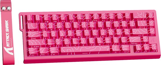ATTACK SHARK X68HE - Magnetic Switch Wired Gaming Toetsenbord - 66keys - RGB - Side Printed PBT Keycaps - Decorative Lanyard - 8Khz - 0.01mmRT - 0.125ms - Rose Contour Line