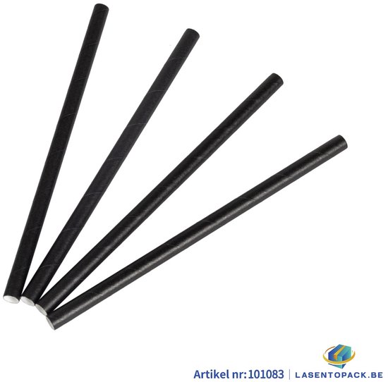 Papieren Rechte Rietjes Wit Verpakt Met Wit Omhulsel 0,6cm 21cm  250 Stuks 14870