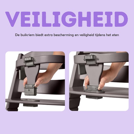 Geuther Houten Kinderstoel - Syt - Meegroeistoel voor kinderen van 6-36 maanden - inclusief eetblad - 5-punts veiligheidsgordel - 61x49x83cm - Zwart van Geuther — afbeelding 3
