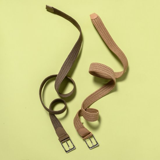 Ceinture élastique Ceinture extensible Ceinture tressée Ceinture tressée Ceinture élastique - unisexe - Couleur 1-Beige 2-Kaki 110 CM Offre pack de 2 de SKB Fashion