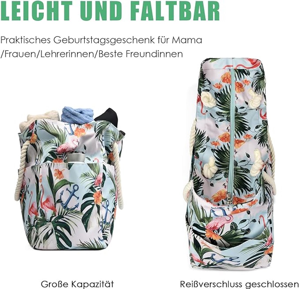 Suweir Strandtas, grote badtas, XXL, familie met ritssluiting, dames