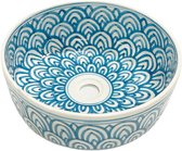 Vasque à poser en céramique marocaine - Vasque à poser artisanale - Ø 35 cm - Design Wit et bleu clair