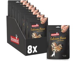 Rosewood Calcium Bones Kip - Hondensnack met Extra Calcium - Met Kip & Runderhuid - Graanvrij - 8 zakjes à 100g