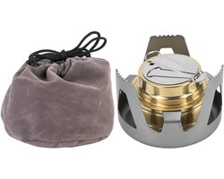 Allecto plus - Mini-alcoholfornuis voor Backpacken en Kamperen - Lichtgewicht Messing Spiritusbrander - Aluminium Standaard - Outdoor Draagbare Ultralichte Mini-cooking Spirit-brander - Alcoholbranders