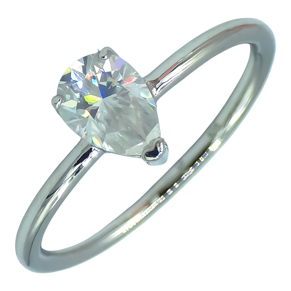 Zilveren Verlovingsring in geschenkdoos - 1ct peer geslepen Moissanite