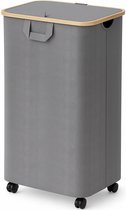 Panier à linge Posity sur Roues – 100 litres – Pliable – Avec couvercle et poignées – Panier à linge en tissu – Bamboe – Panier à linge – Sac à linge inclus – Grijs