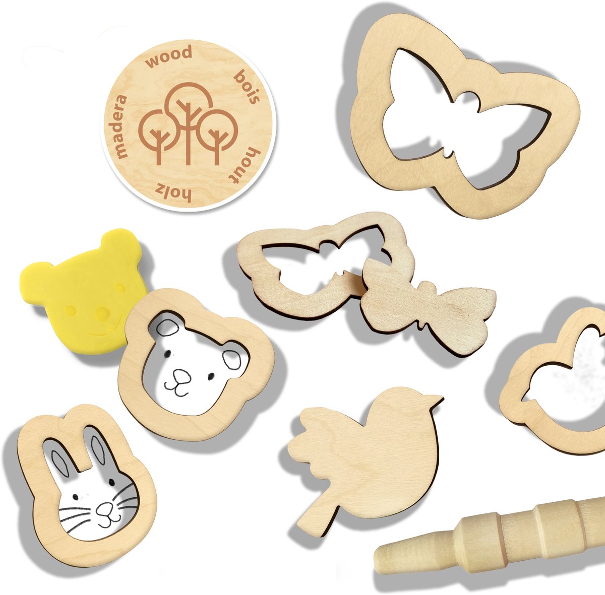 SES Creative - Eco Klei - Eco Set met Houten Tools (3x90g) - Vegan en Glutenvrij - Herbruikbaar - Uitwasbaar - Vanaf 3 jaar — afbeelding 6