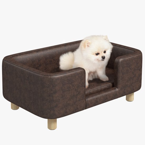 PawHut-Huisdierenbank-Microvezel-74x48,5x31cm-Bruin