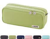 LIXIN Macaron Etui - Opgewaardeerd Groot - Groen - Pennenzak voor jongens en meisjes - Canvas - Linnen - Etui voor kinderen en volwassenen - School - Terug naar school - Back to school - Leuke telescopishe pennenhouder - Leuk etui