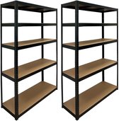 ERRO Opbergrekken XL - extra breed - Stellingkast Zwart Metaal - 120cm breed - 875 kg draagkracht - Geen gereedschap nodig - 180x90x40cm - 2 stuks