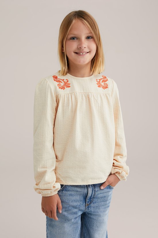 Chemisier en seersucker avec broderie Filles WE Fashion