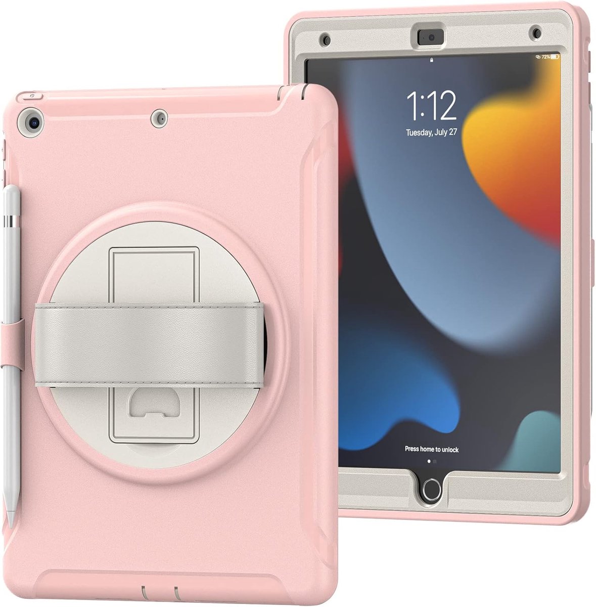 The Wolfdragon iPad 10,2 inch - drievoudige beschermingsstructuur Tablethoes voor iPad 10,2 inch (roze)