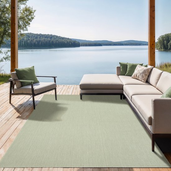 the carpet Mistra – robuust buitentapijt, modern & weerbestendig, voor balkon, terras, keuken of serre, groen, 120 x 170 cm
