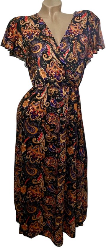 Dames Middellange Zomerjurk / Strandjurk 1515 Maat - L Zwart