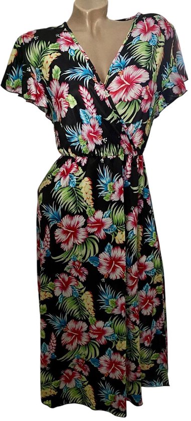 Dames Middellange Zomerjurk / Strandjurk 1513 Maat - M Zwart